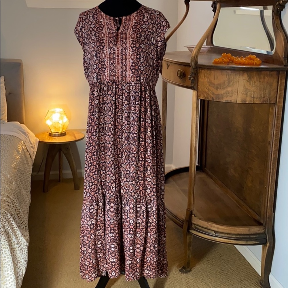 Brown Floral Maxi Dress